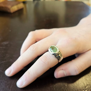 Fairytale Ring with Green Sapphire, Sterling Silver, Size 8