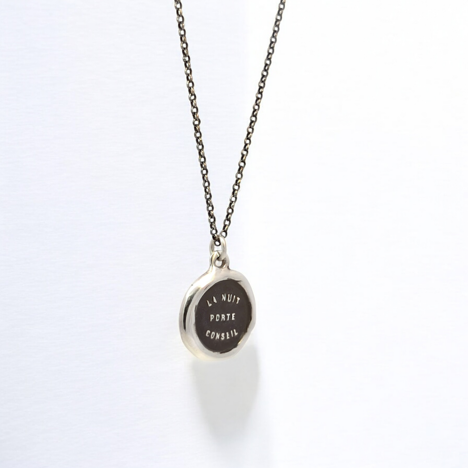 The Night Brings Counsel - Silver Wax Seal Pendant