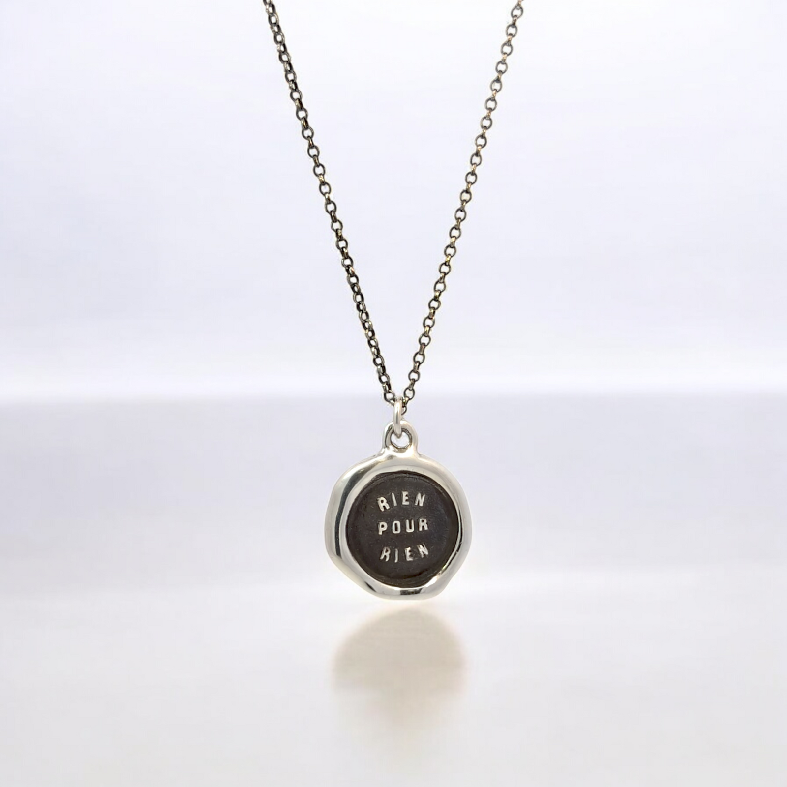Nothing for Nothing - Silver Wax Seal Pendant