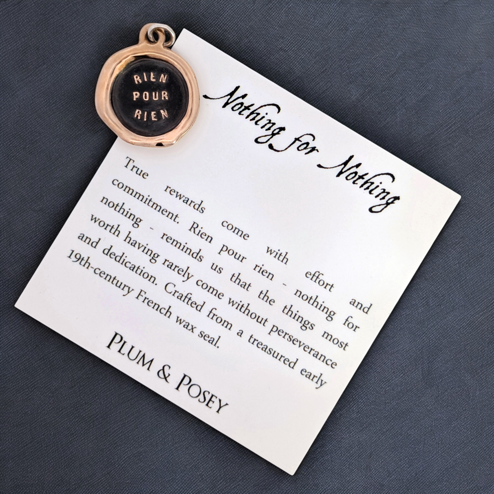 Nothing for Nothing - Bronze Wax Seal Pendant