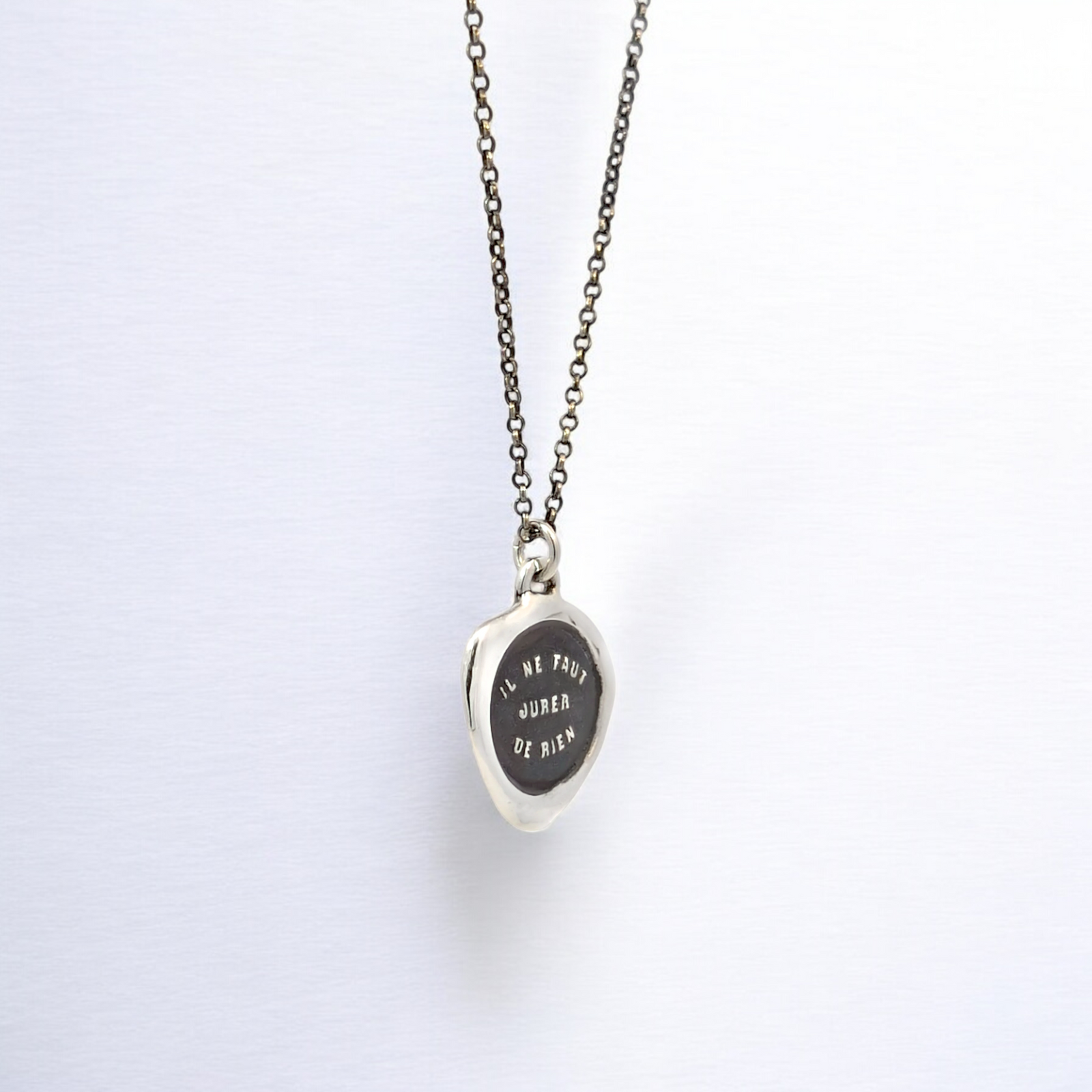 Never Say Never - Silver Wax Seal Pendant