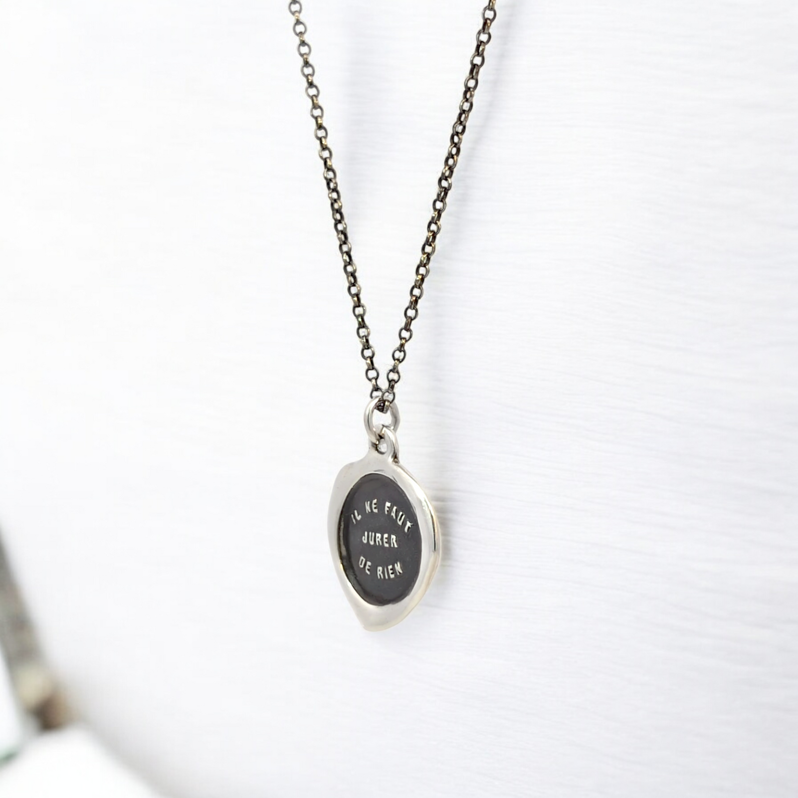 Never Say Never - Silver Wax Seal Pendant