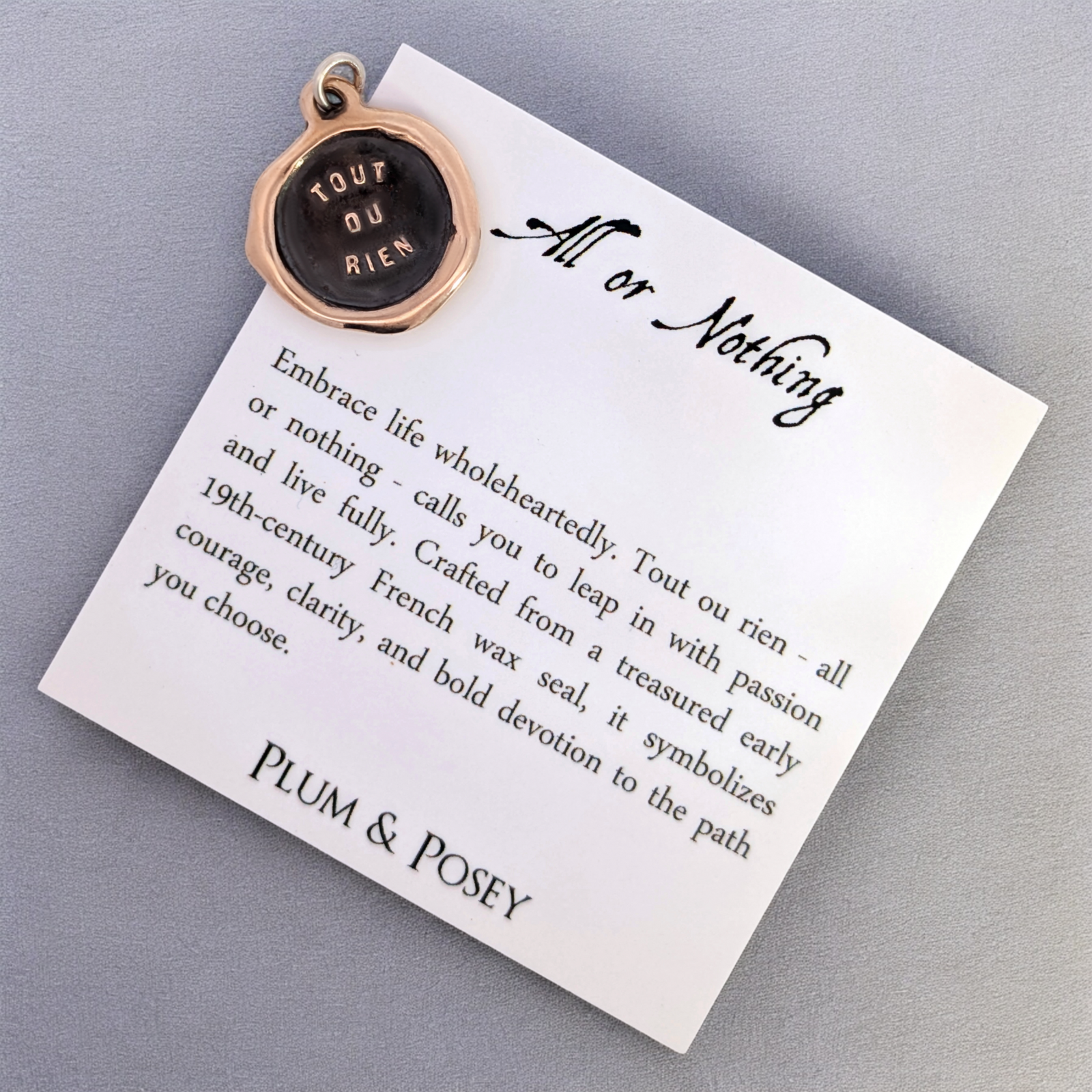 All or Nothing - Bronze Wax Seal Pendant