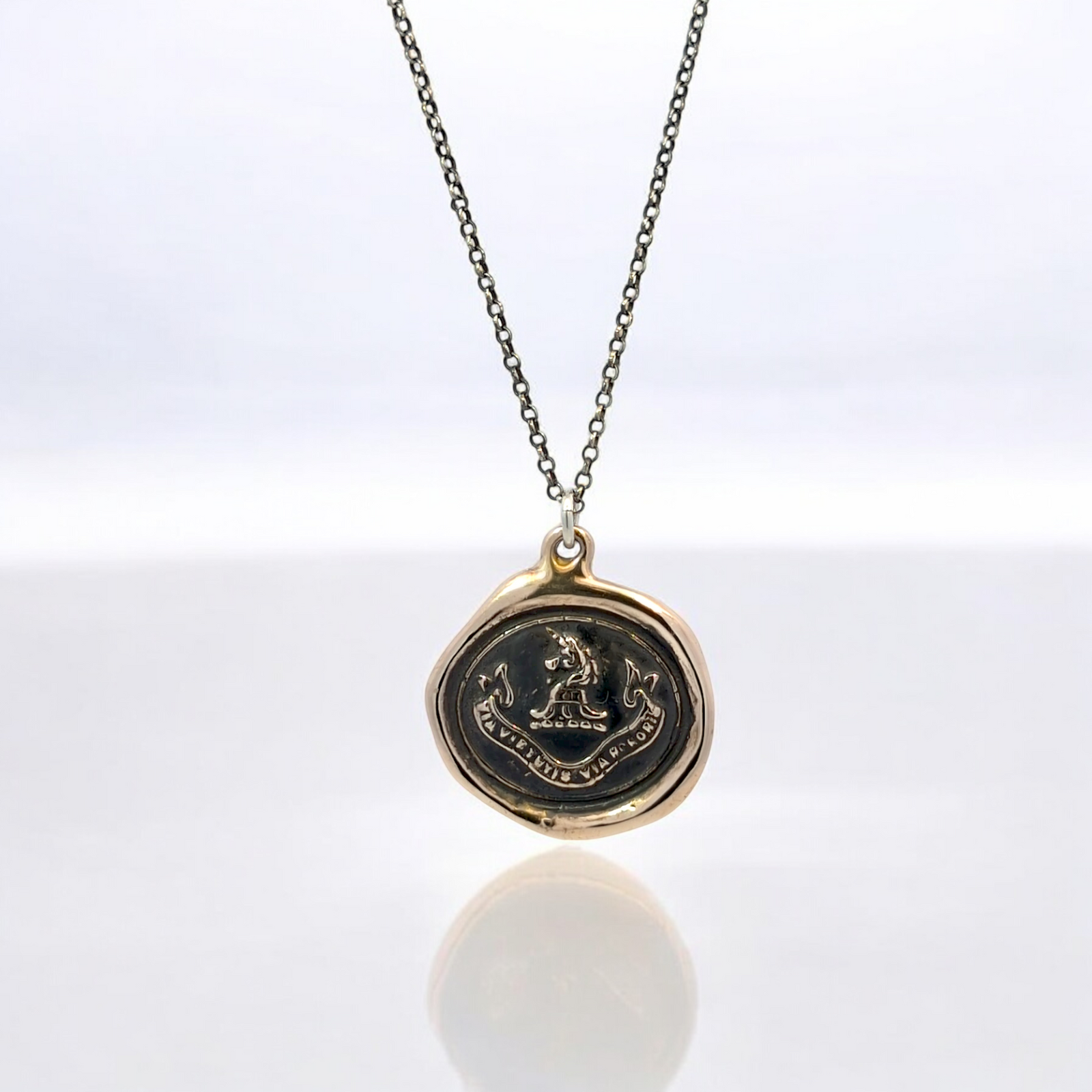 The Noble Path - Bronze Unicorn Wax Seal Pendant