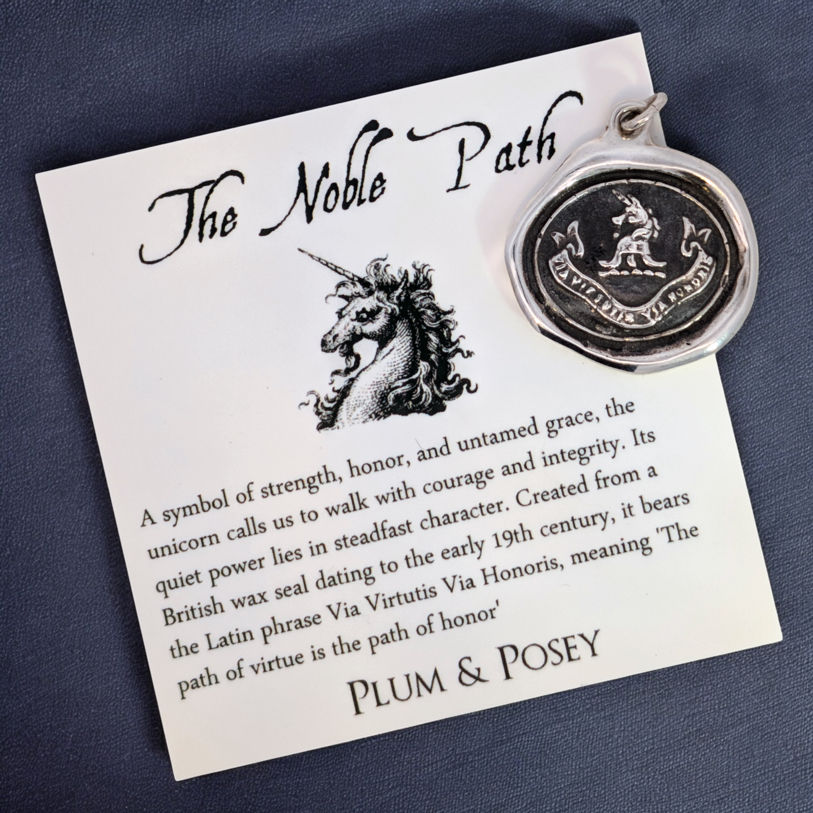 The Noble Path - Silver Unicorn Wax Seal Pendant