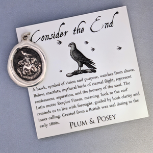 Consider the End - Silver Hawk and Martlet Wax Seal Pendant
