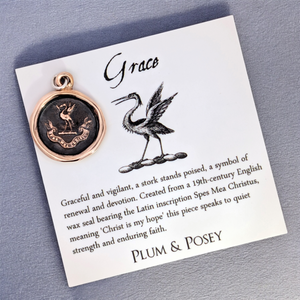 Grace - Bronze Stork Wax Seal Pendant