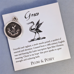 Grace - Silver Stork Wax Seal Pendant