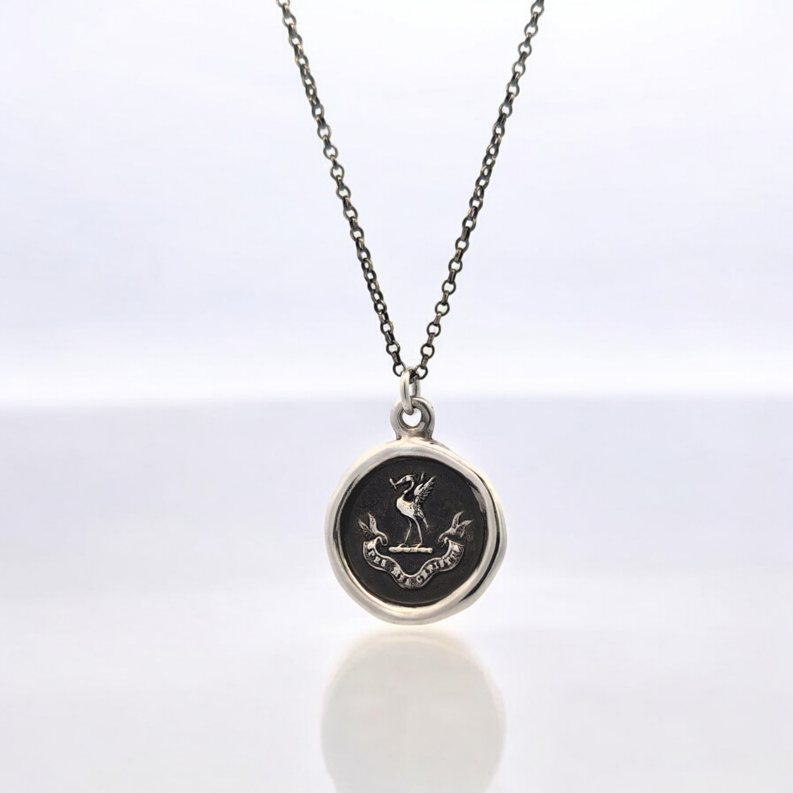 Grace - Silver Stork Wax Seal Pendant