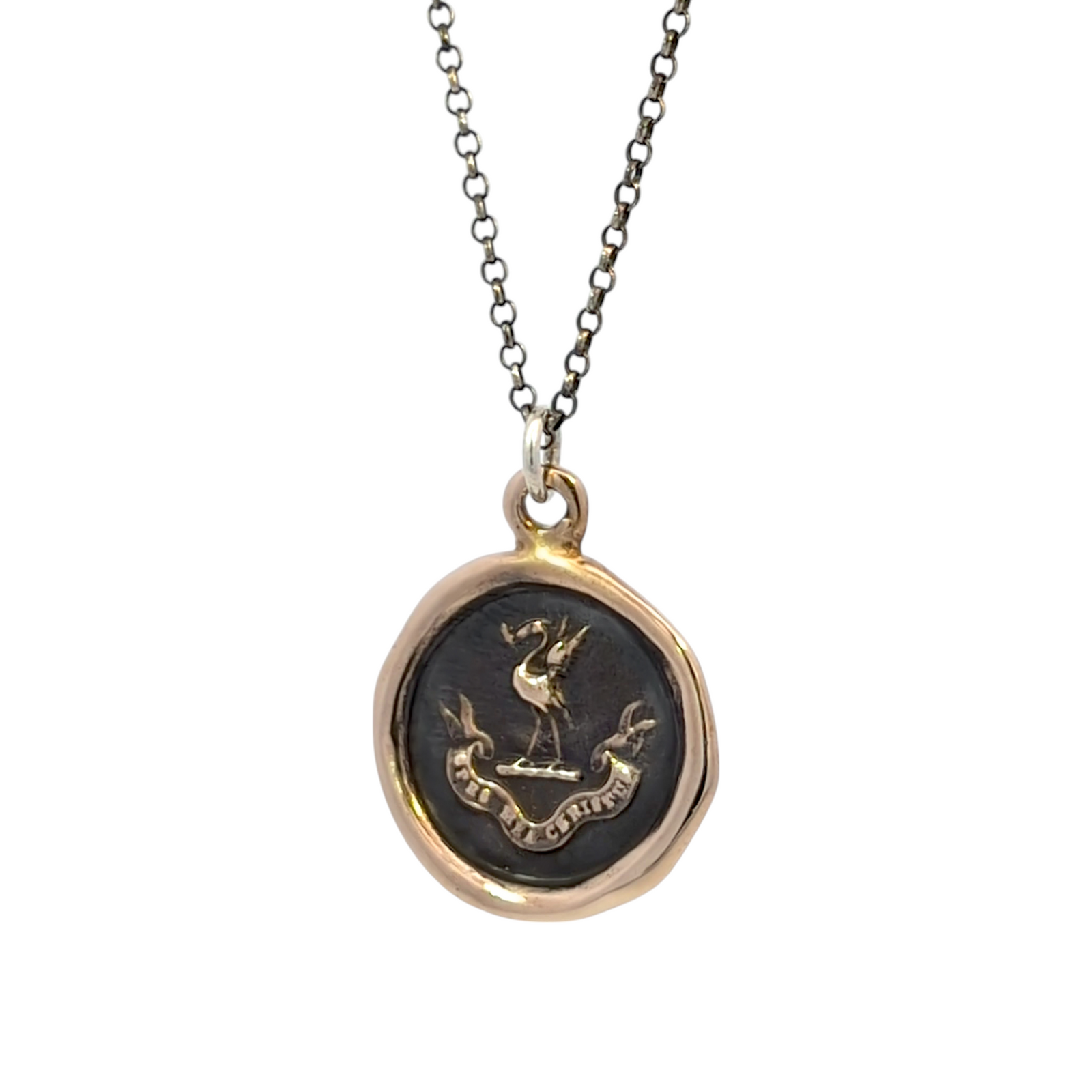Grace - Bronze Stork Wax Seal Pendant
