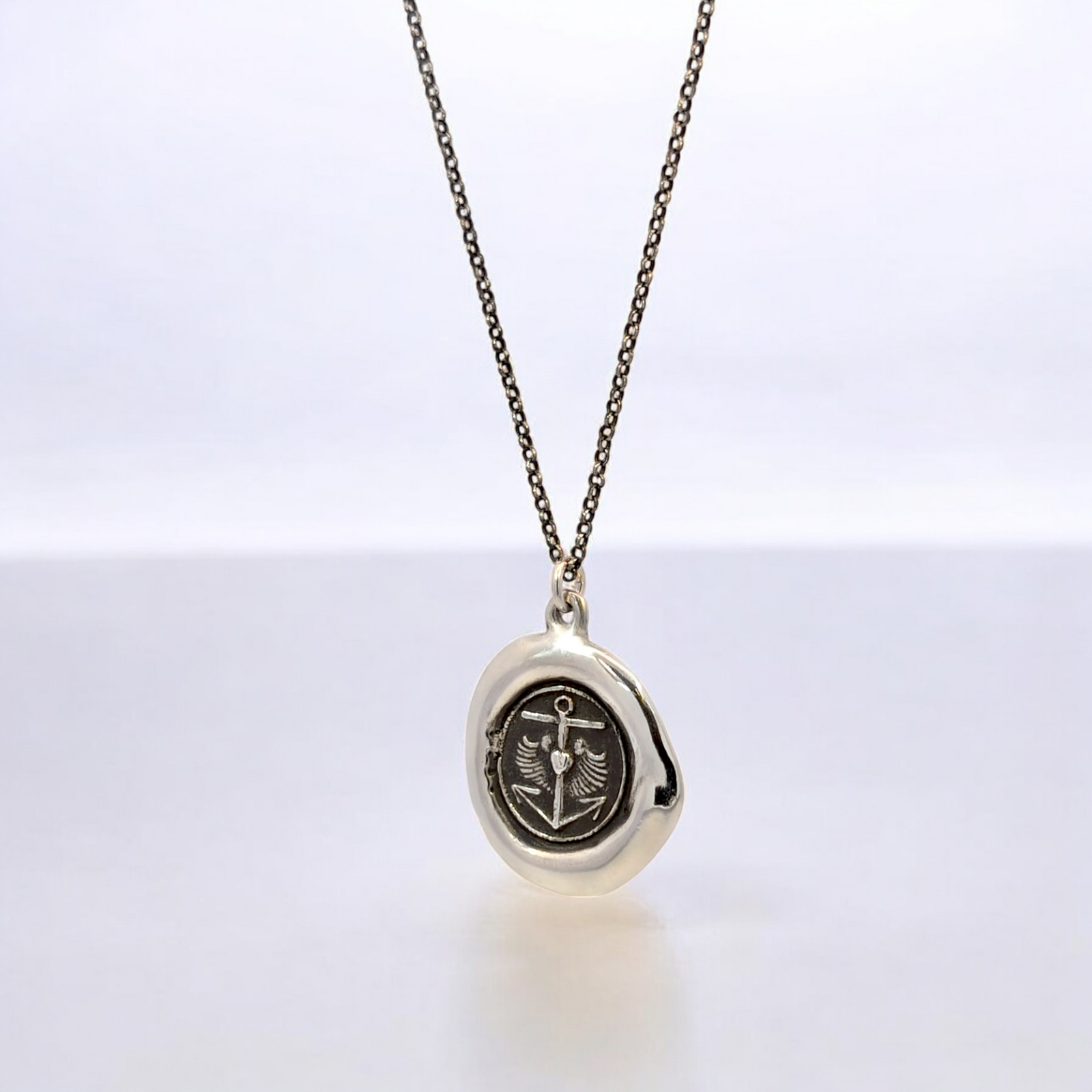 Steadfast Light - Silver Anchor Cross Wax Seal Pendant