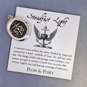 Steadfast Light - Silver Anchor Cross Wax Seal Pendant