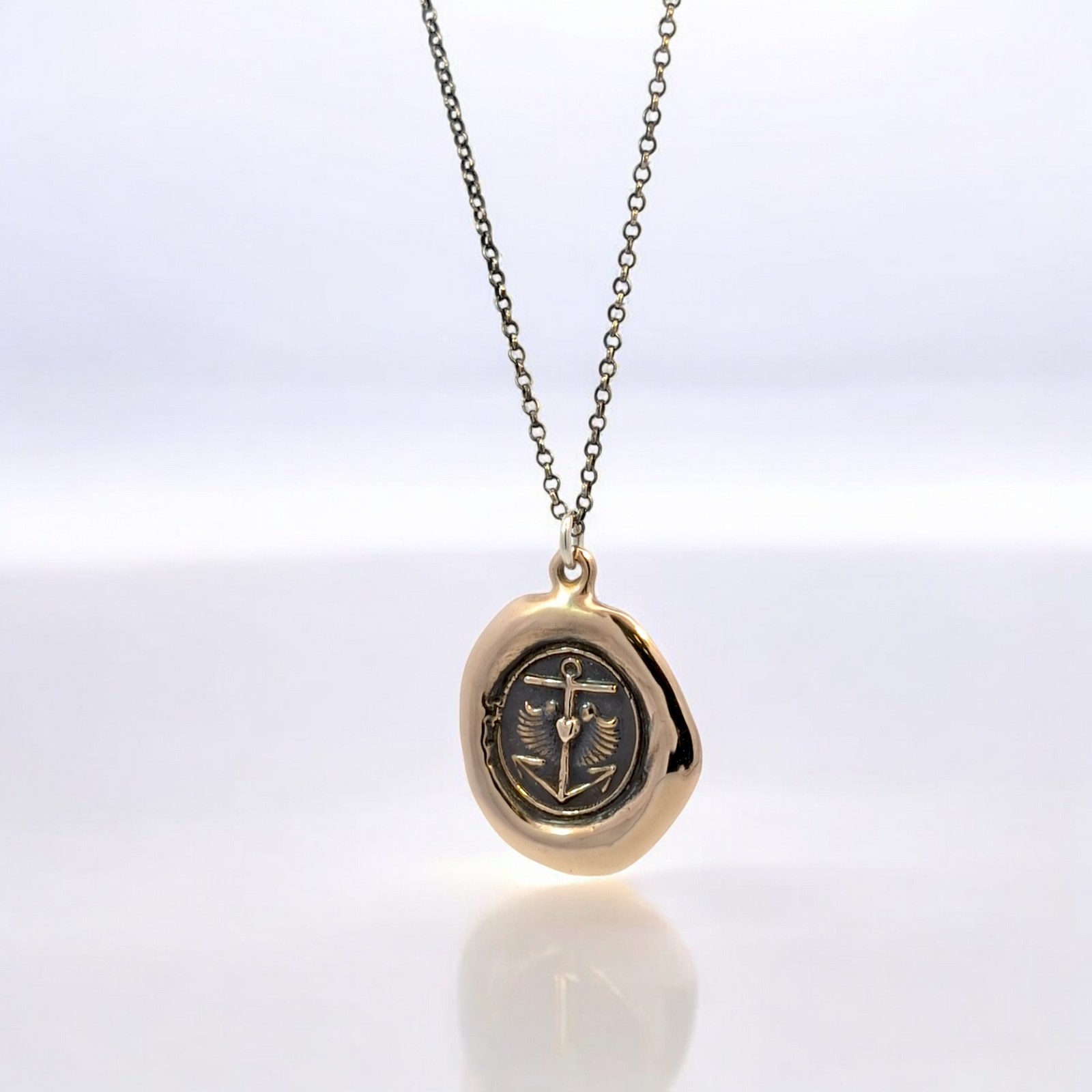 Steadfast Light – Bronze Anchor Cross Wax Seal Pendant