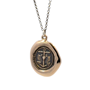 Steadfast Light – Bronze Anchor Cross Wax Seal Pendant