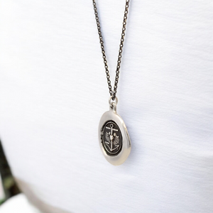 Steadfast Light - Silver Anchor Cross Wax Seal Pendant