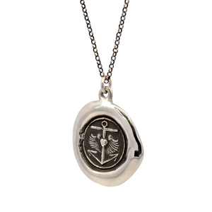 Steadfast Light - Silver Anchor Cross Wax Seal Pendant