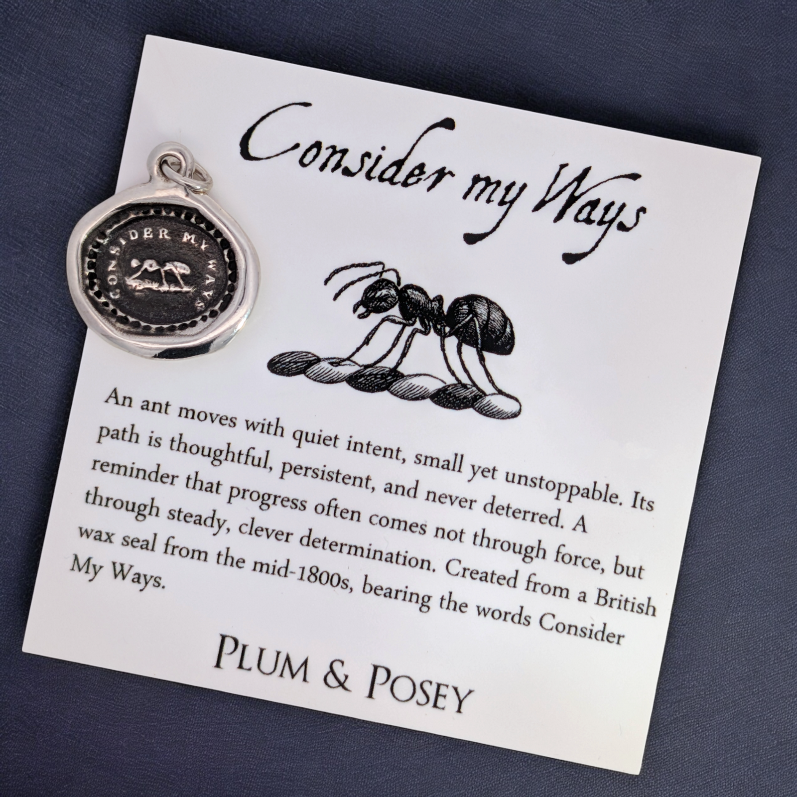 Consider My Ways – Silver Ant Wax Seal Pendant