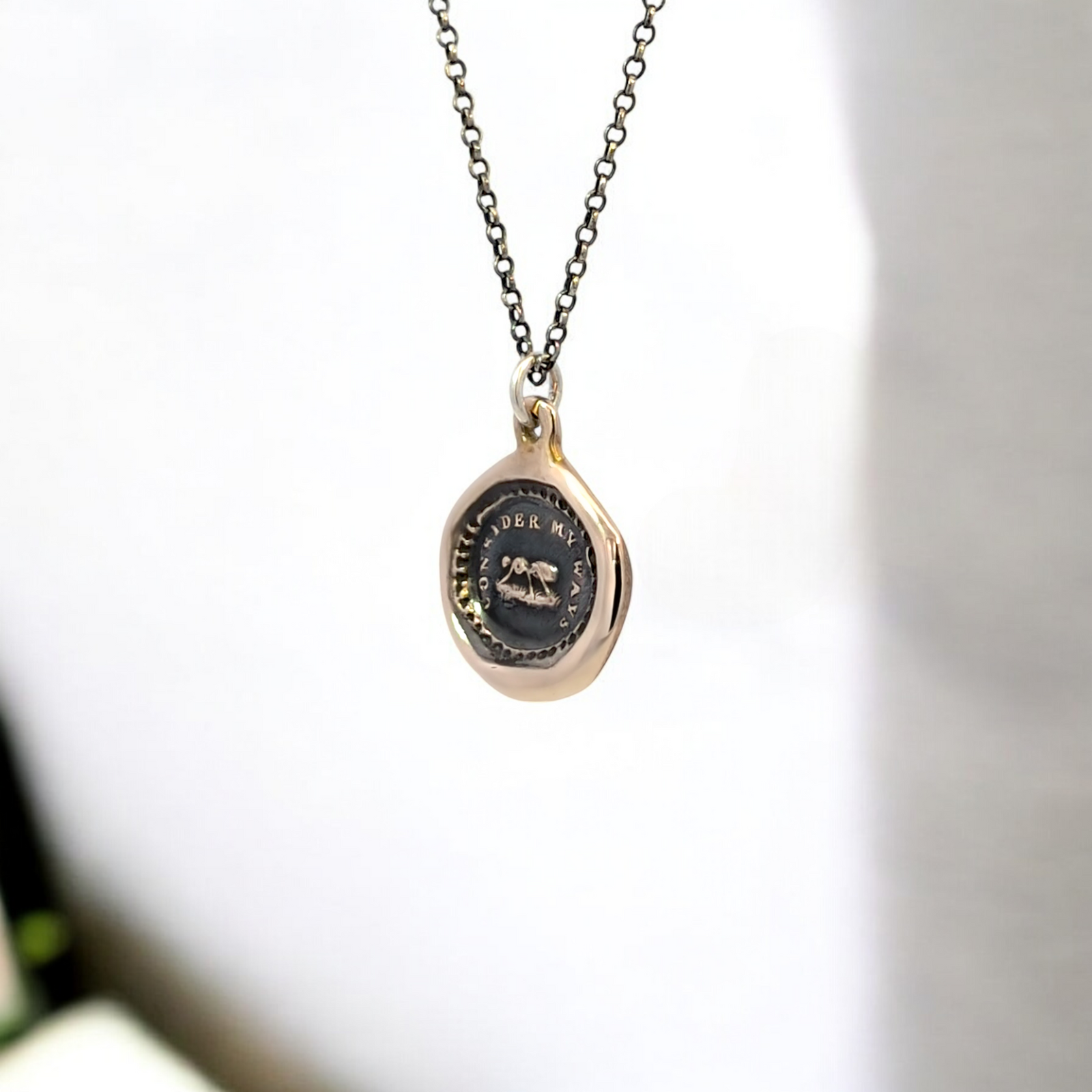 Consider My Ways - Bronze Ant Wax Seal Pendant
