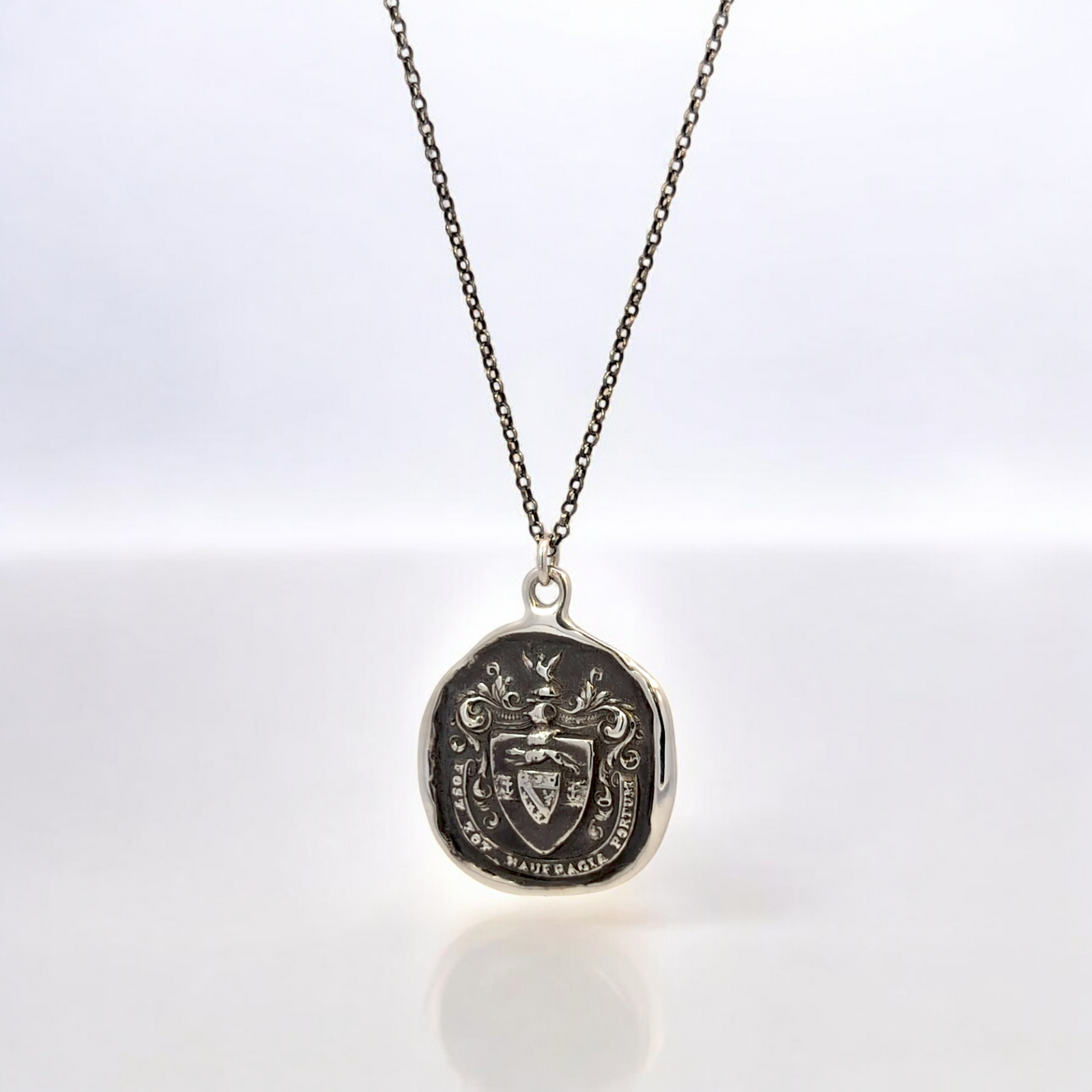 Safe Harbour - Silver Greyhound and Anchor Wax Seal Pendant