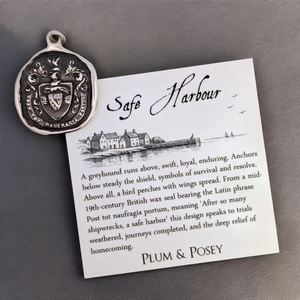 Safe Harbour - Silver Greyhound and Anchor Wax Seal Pendant