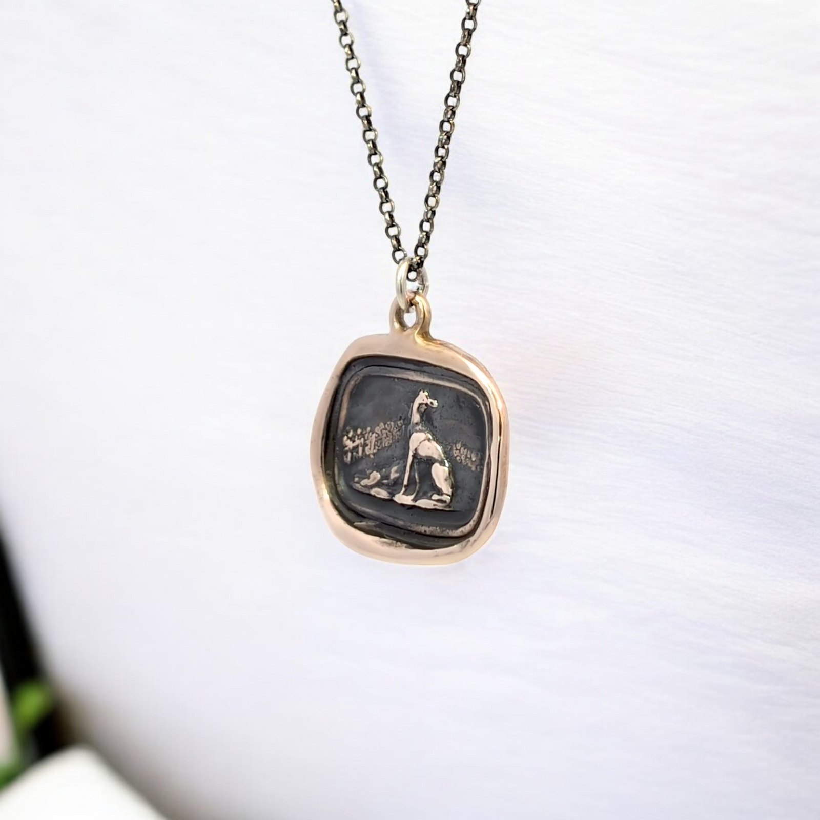 Belonging - Bronze Greyhound Landscape Wax Seal Pendant