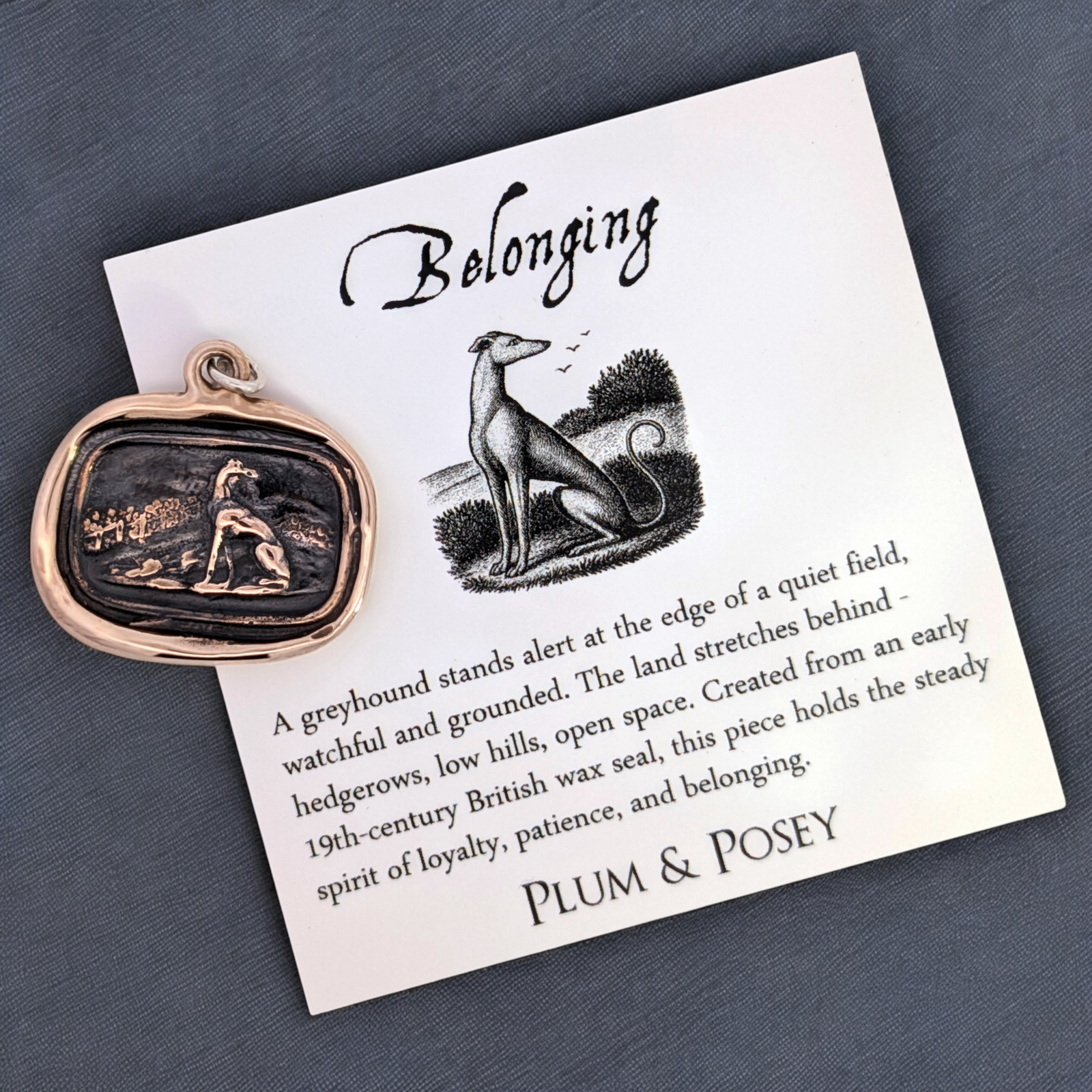 Belonging - Bronze Greyhound Landscape Wax Seal Pendant