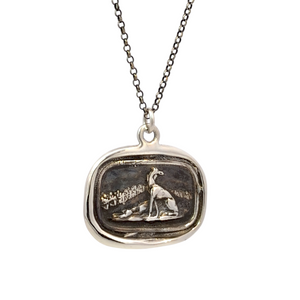 Belonging – Silver Greyhound Landscape Wax Seal Pendant