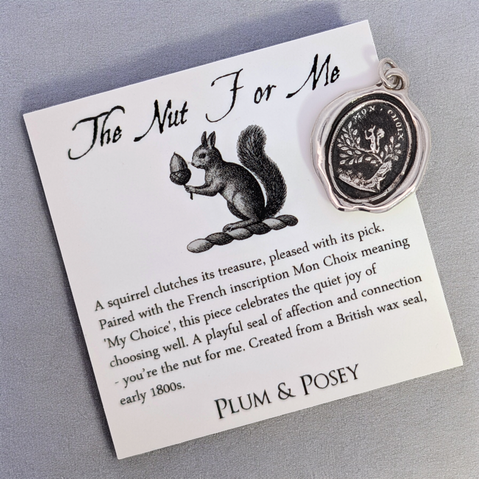 The Nut For Me - Silver Squirrel Wax Seal Pendant
