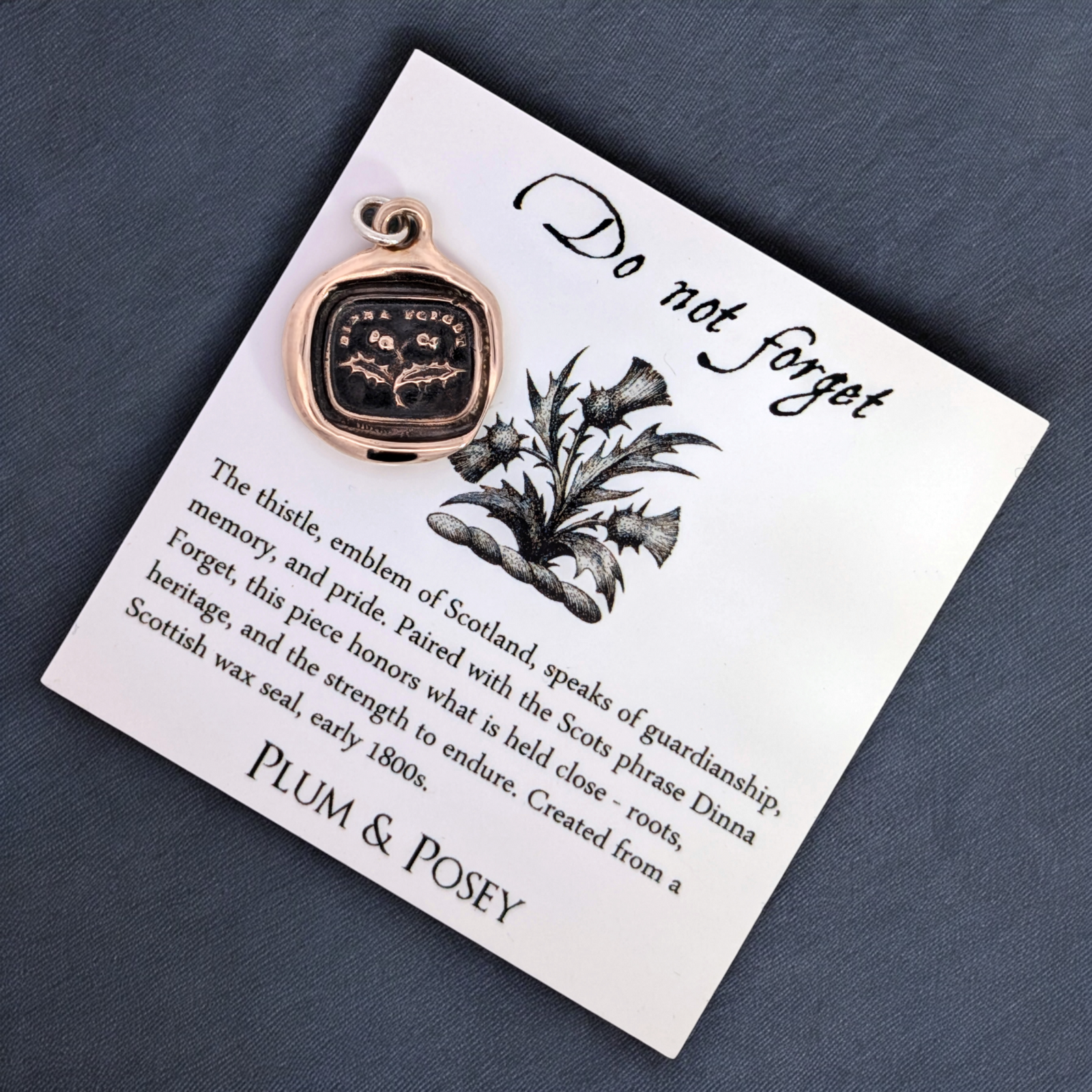 Do Not Forget - Bronze Thistle Wax Seal Pendant