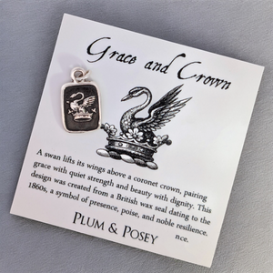 Grace and Crown - Silver Swan Wax Seal Pendant