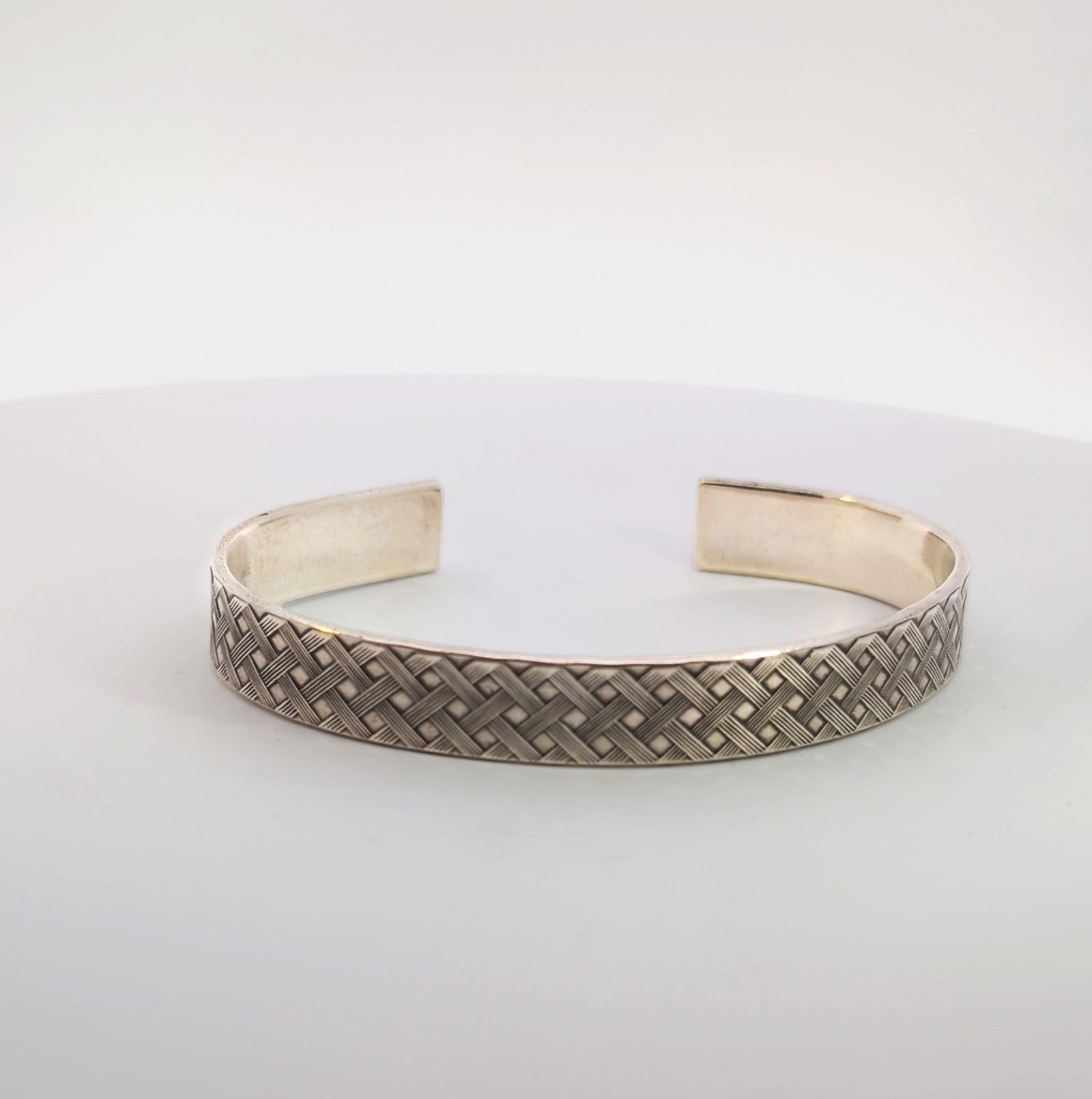 Basket Weave Cuff Bracelet, Sterling Silver