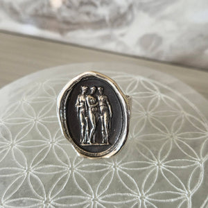 Three Graces Seal Ring, Sterling Silver, Size 6.25