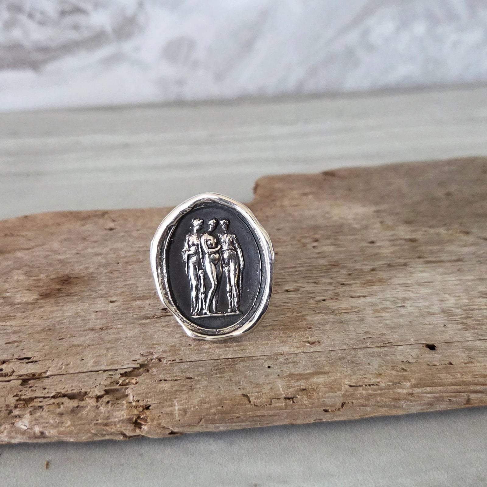 Three Graces Seal Ring, Sterling Silver, Size 6.25