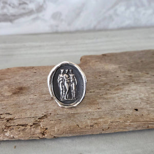 Three Graces Seal Ring, Sterling Silver, Size 6.25