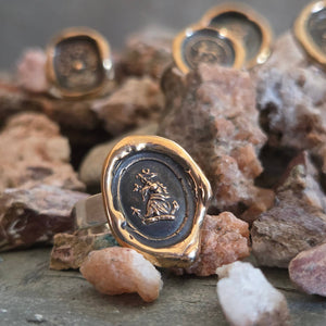 Horse Head Seal Ring, Bronze on Sterling, Size 10.75