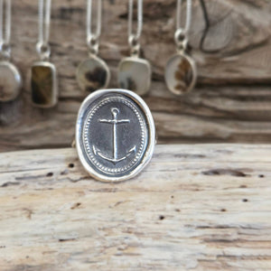 Mariner’s Cross Seal Ring, Sterling Silver, Size 8.5