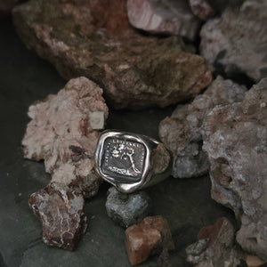 “Bend, Don’t Break” Signet Ring, Sterling Silver, Size 8.25