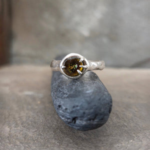 Fairytale Ring with Olive Tourmaline, Sterling Silver, Size 7.25