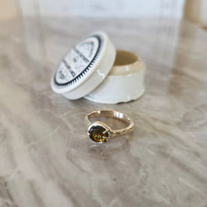 Fairytale Ring with Olive Tourmaline, Sterling Silver, Size 7.25