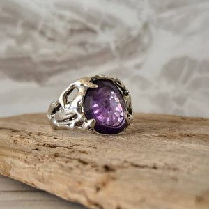 Fairytale Ring with Amethyst, Sterling Silver, Size 7.25