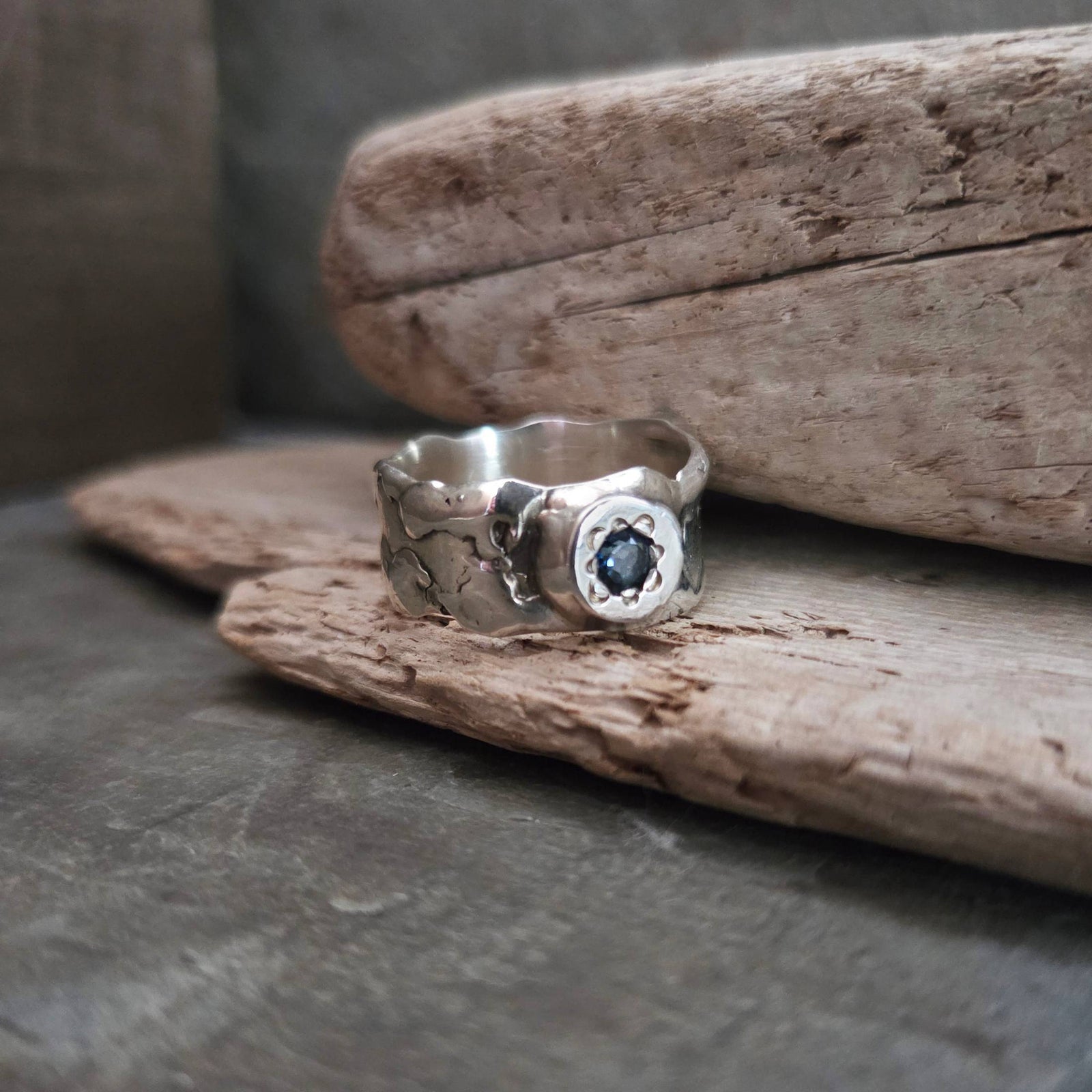 Fairytale Ring with London Blue Topaz, Sterling Silver, Size 8.5