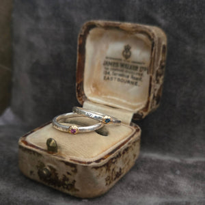 Tourmaline Stacking Pair, Sterling Silver, Size 6.5