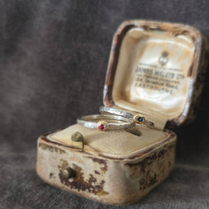 Tourmaline Stacking Pair, Sterling Silver, Size 6.5