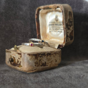 Tourmaline Stacking Pair, Sterling Silver, Size 6.5