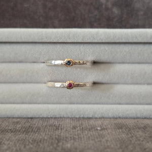 Tourmaline Stacking Pair, Sterling Silver, Size 6.5