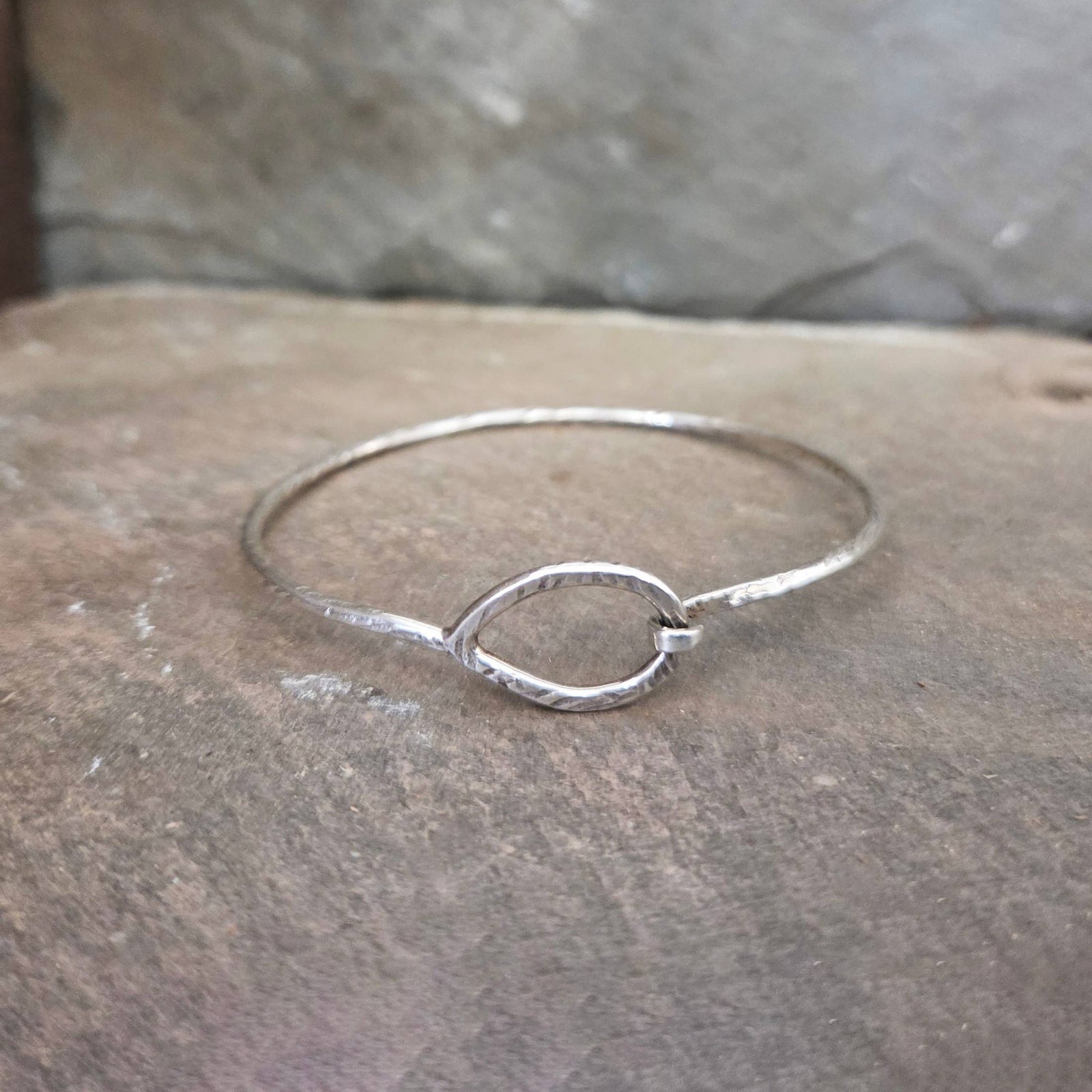 Textured Bracelet with Tension Clasp, Sterling Silver