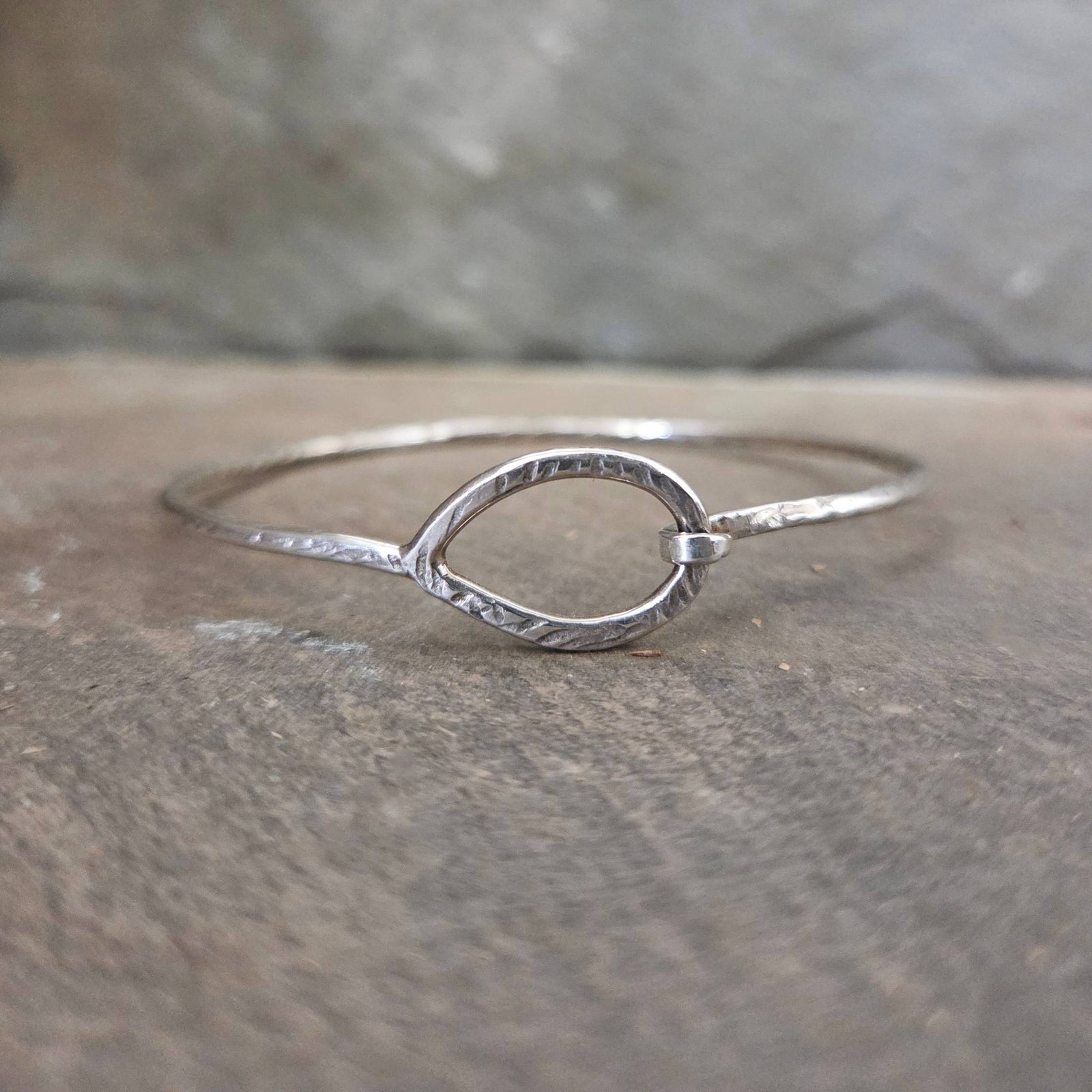 Textured Bracelet with Tension Clasp, Sterling Silver