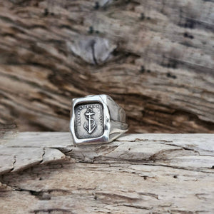 Hope Anchor Signet Ring, Sterling Silver, Size 9.5