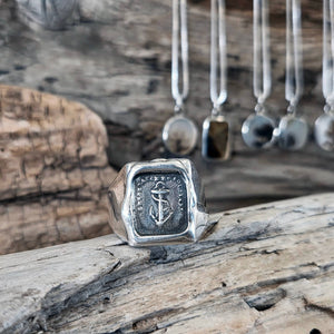 Hope Anchor Signet Ring, Sterling Silver, Size 9.5