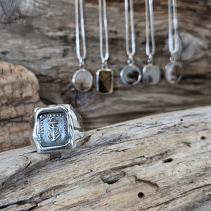 Hope Anchor Signet Ring, Sterling Silver, Size 9.5